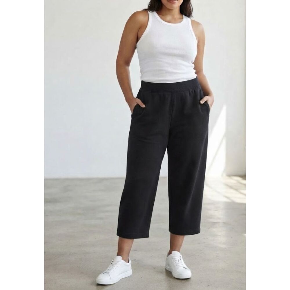 COS Barrel Leg Sweatpants High Waist Baggy Black Pockets Women's Size Large